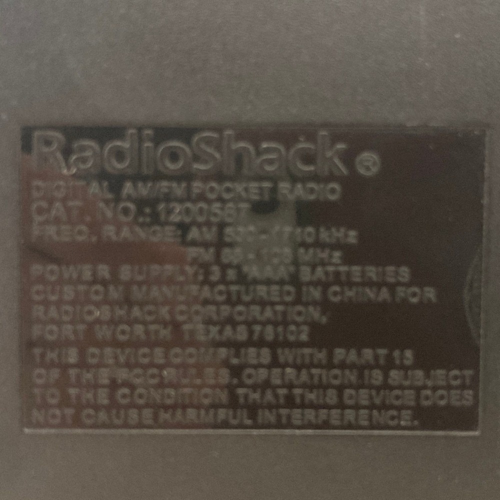 VTG Radio Shack Digital Pocket Radio Portable AMFM 1200587 Tested Works w/Manual - Picture 10 of 16